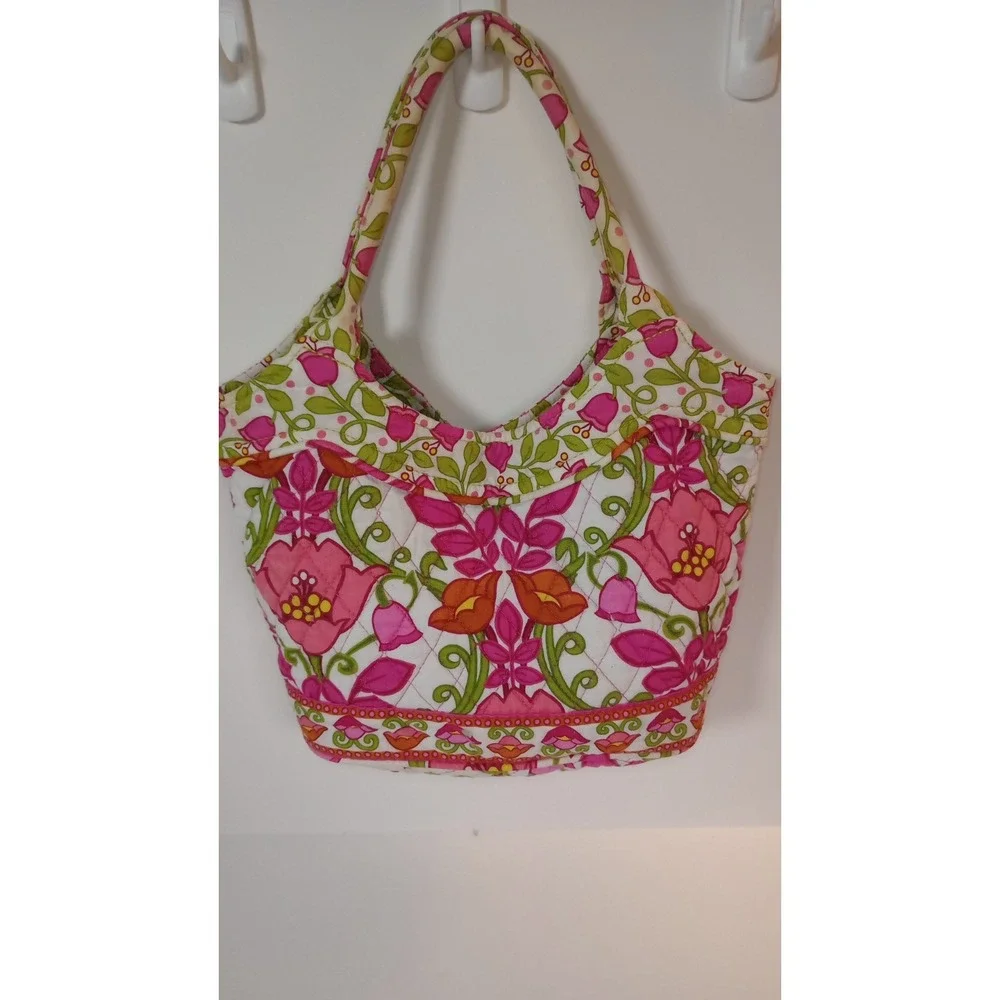 Vera Bradley Purse Daisy Lilli Bell Handbag Tote Magnetic Snap Floral Bag EUC